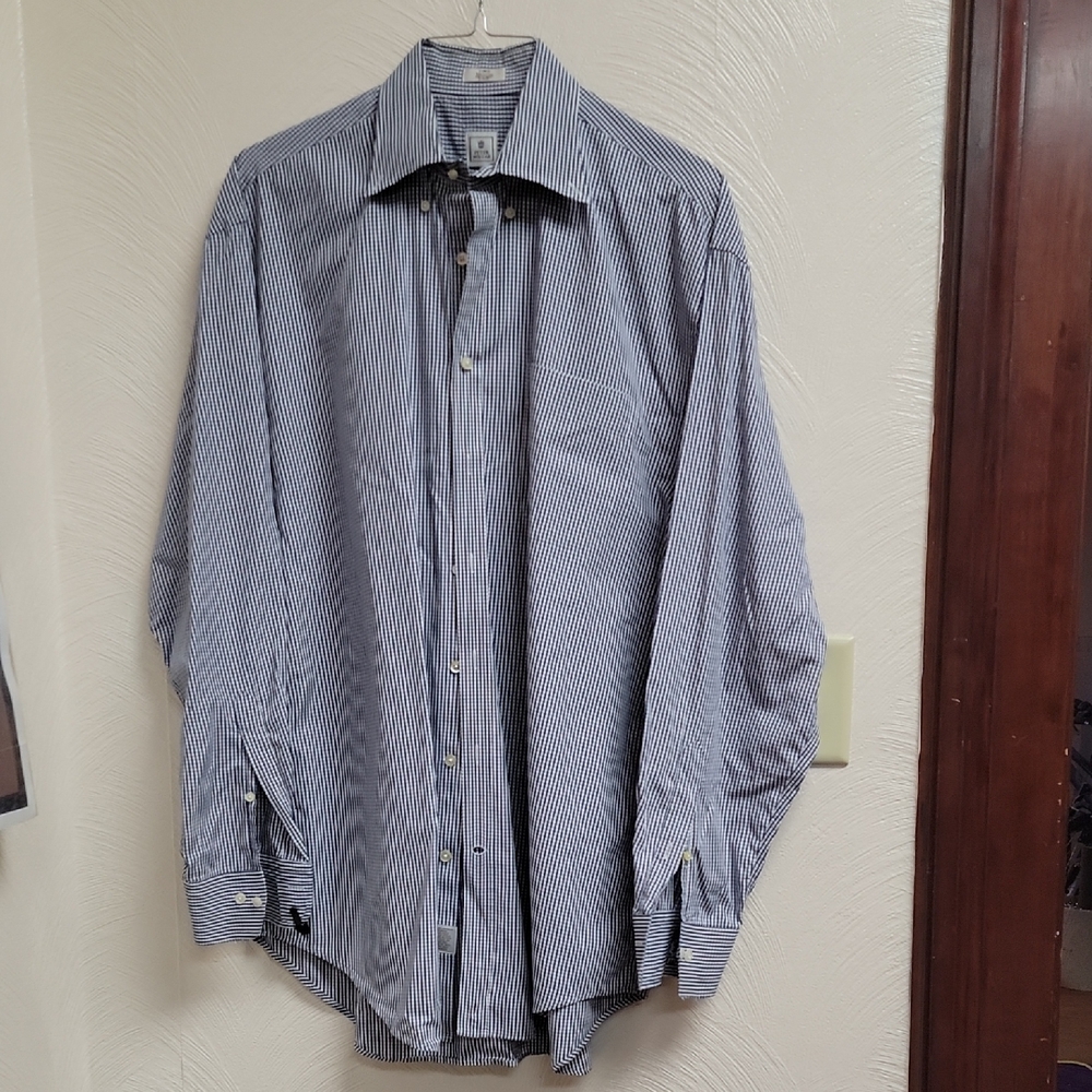 Men's Blue Patterned Dress Shirt - Classic Collar